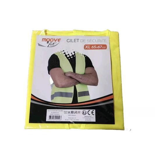 Gilet Jaune Fluo de Sécurité avec Bandes Réfléchissantes Polyester Taille XL