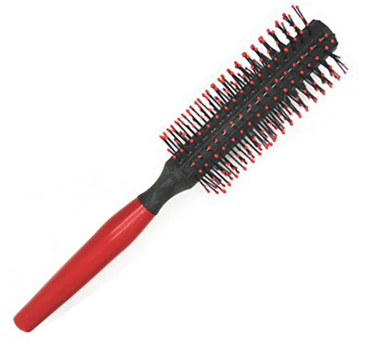 Brosse à cheveux ronde professionnelle avec poignée en  rouge