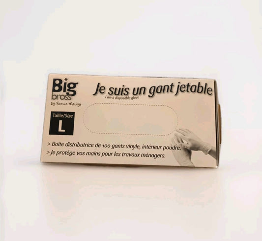Gants En Vinyle Jetables, Taille L, Lot De 100, Transparent #0081#