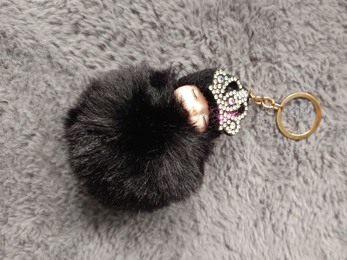 Porte-clés en fausse fourrure doux –coeur- Pompon peluche – Plusieurs couleurs