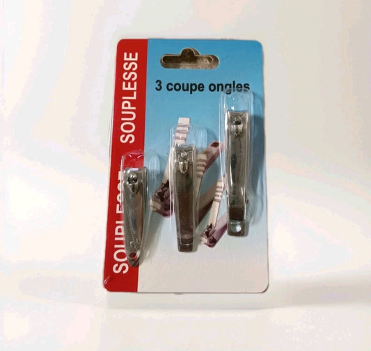 3 Coupe Ongles en métal Acier inoxydable ongle Manucure #0076#.