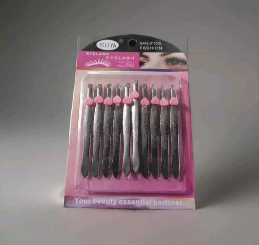 Lot 10 Pinces à épiler en Acier  pour Sourcils Soin du Corps Visage#0114#